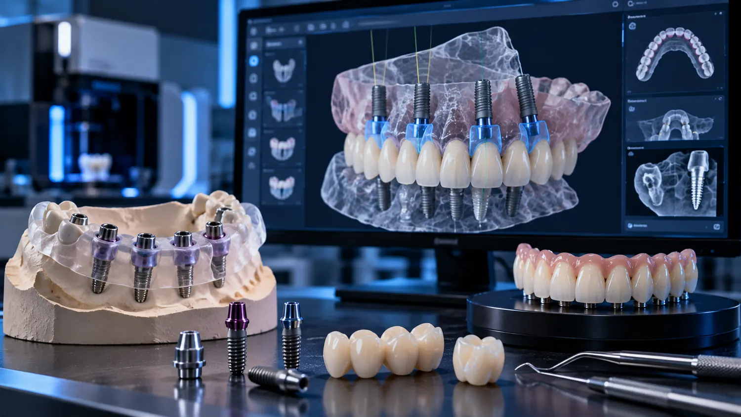 Diseño digital de implantes y rehabilitación completa sobre implantes
