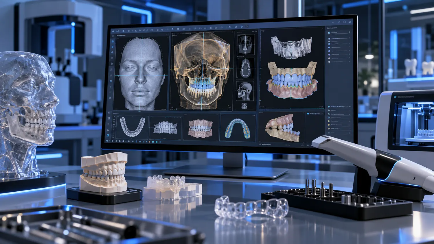 Integración digital de escaneo facial, CBCT, mallas 3D y modelos dentales en flujo CAD/CAM