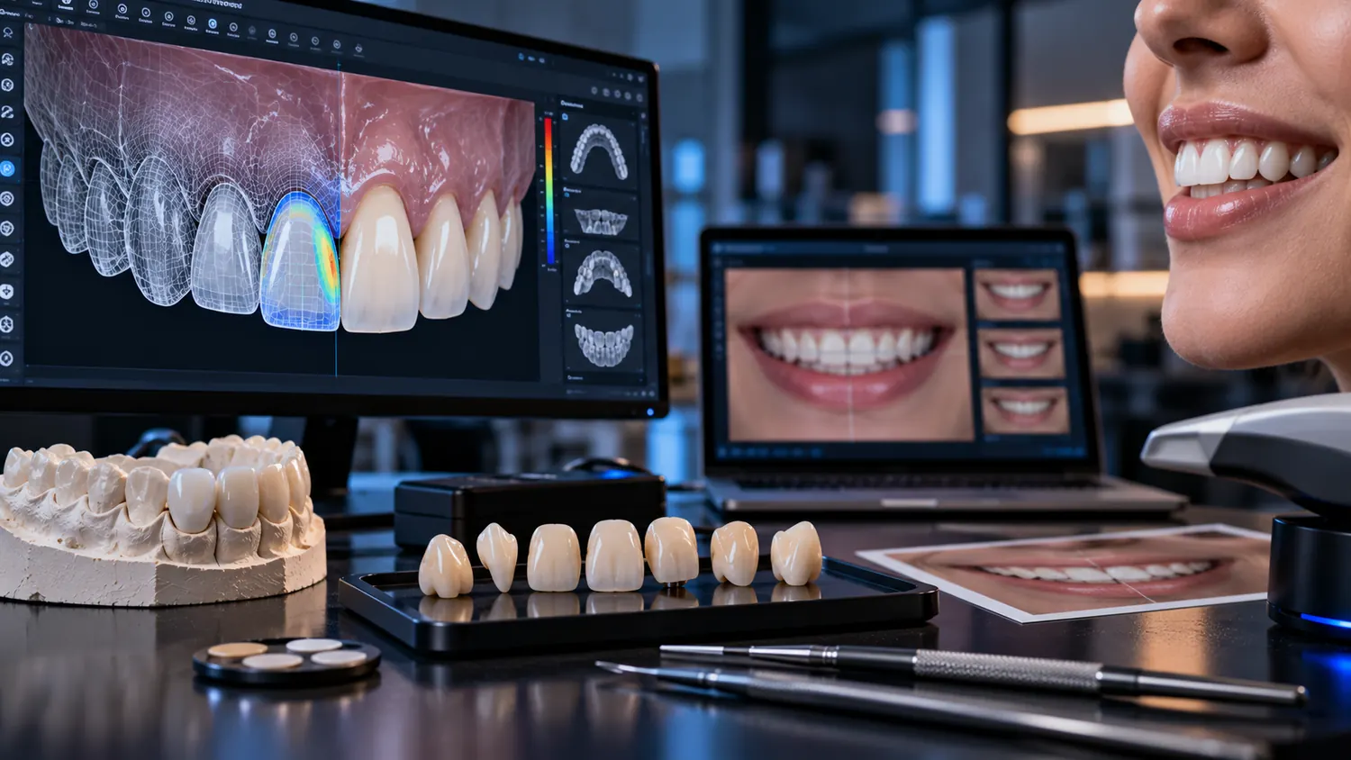 Diseño digital de sonrisa con planificación estética, anatomía dental y visualización de resultados